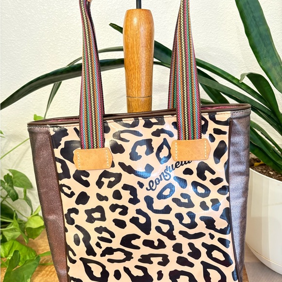 Consuela Handbags - Consuela Leopard Print Tote Bag with Multicolor Straps